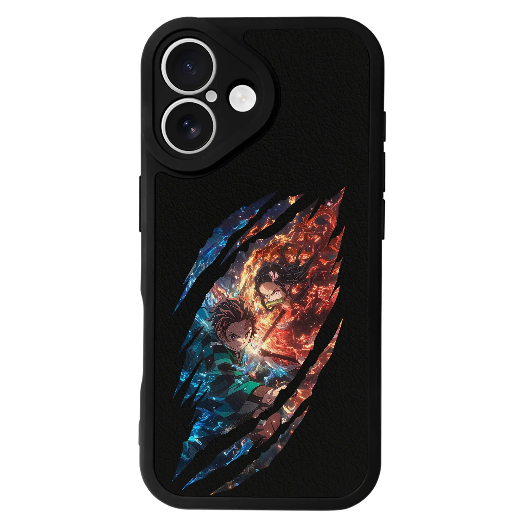 鬼滅の刃 グッズ,竈門 炭治郎 - IPhone 16シリーズ対応 ・ シリコンスマホケース ・ レザー調 ・ 高精度フィット ・ 耐衝撃 ・ ワイヤレス充電対応 ・ 精密カット